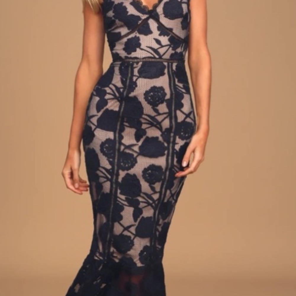 Lulu's Midnight Blue Floral Maxi Dress